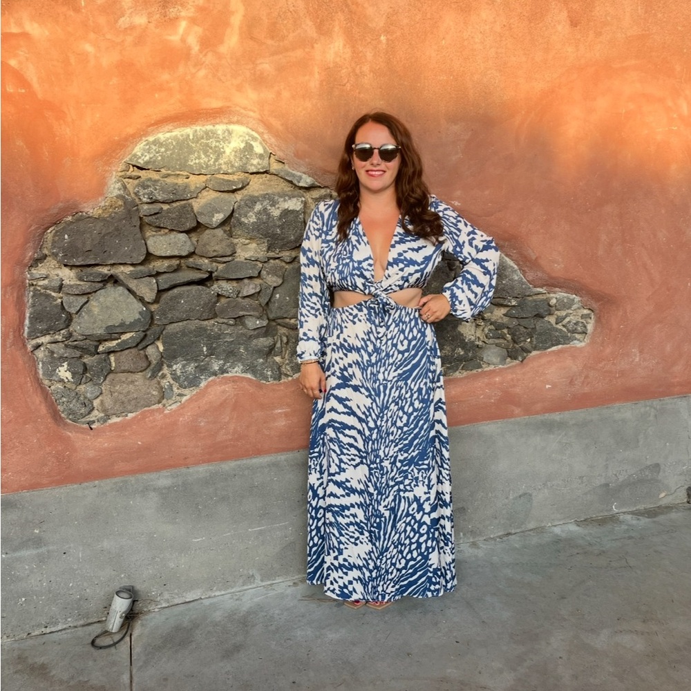 RESA Blue and White Long Sleeve Dress